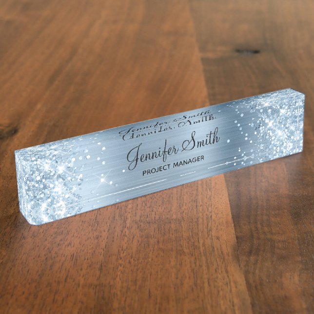 Porte-nom Faux Foil Bleu clair (Taille)