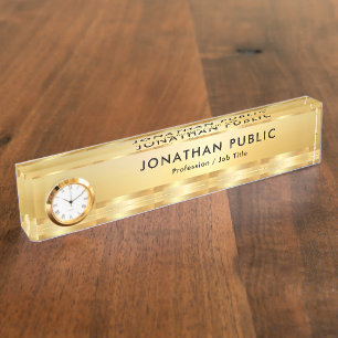 Porte-nom Faux Gold Elegant Modèle moderne Horloge