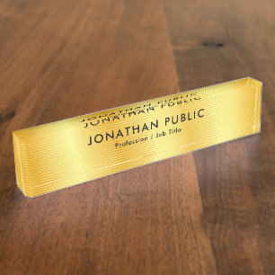 Porte-nom Faux Gold Elegant Moderne Modèle personnalisé