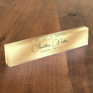 Porte-nom Faux Gold Elegant Moderne Typographie Modèle