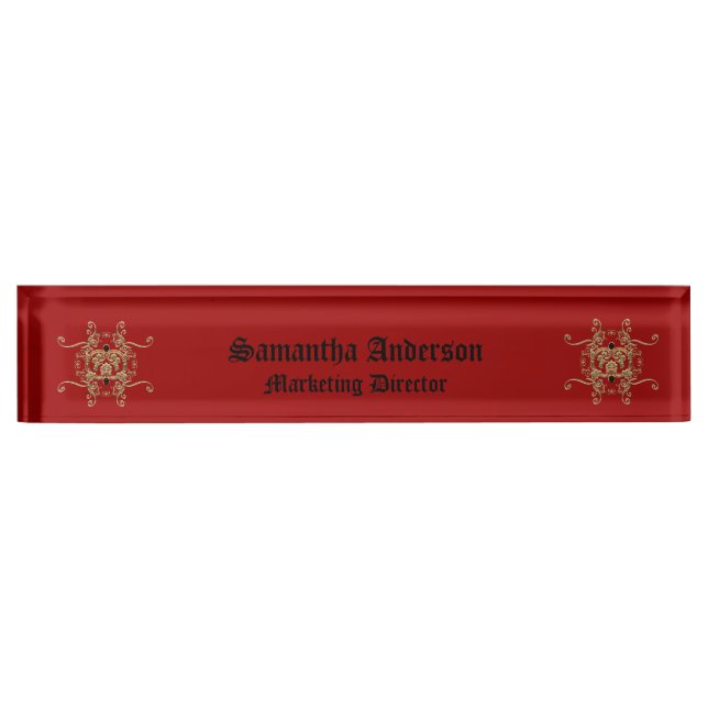 Porte-nom Faux Gold Foil Bijoux élégante Goth Desk Plaque (Devant)