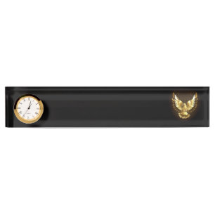 Porte-nom Faux Gold Foil Peace Dove en noir