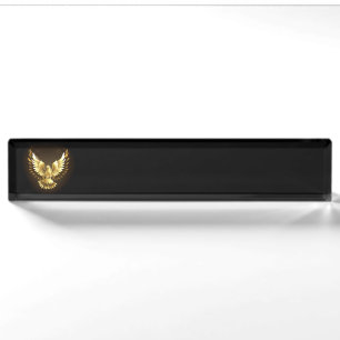 Porte-nom Faux Gold Foil Peace Dove en noir