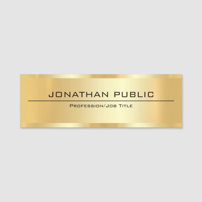 Porte-nom Faux Gold Metallic Look Moderne Élégant Simple (Devant)
