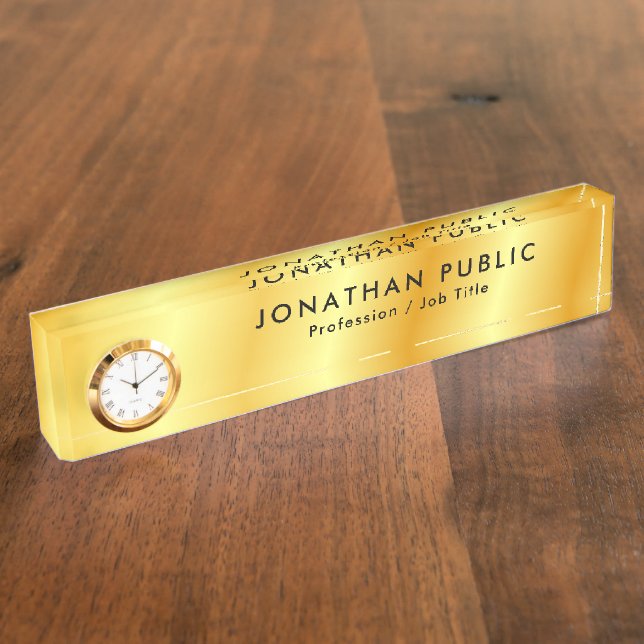 Porte-nom Faux Gold Nom personnalisé Modèle texte (Taille)