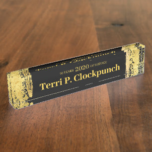 Porte-nom Faux Gold paint employé code d'anniversaire