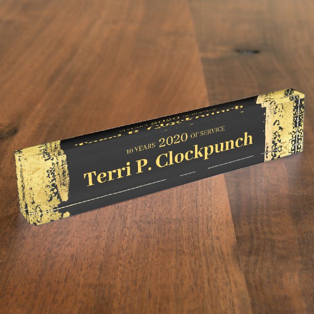 Porte-nom Faux Gold paint employé code d'anniversaire (Taille)