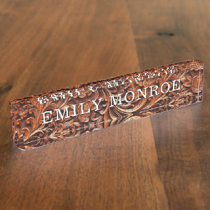 Porte-nom Faux grain de bois sculpté