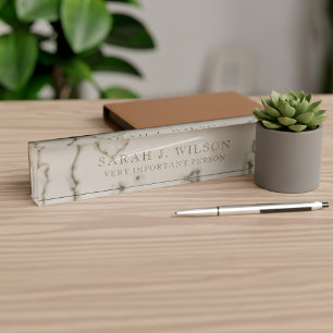 Porte-nom Faux Marbre Personnalisé VIP Bloc de bureau Nom Pl