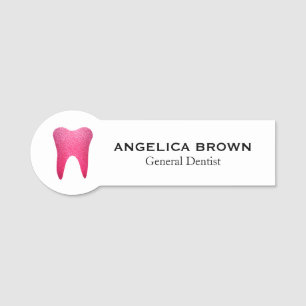 Porte-nom Faux Pink Parties scintillant General Dentist Name