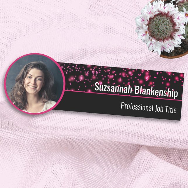 Porte-nom Faux Pink Sparkings Custom Photo Professional (Créateur téléchargé)