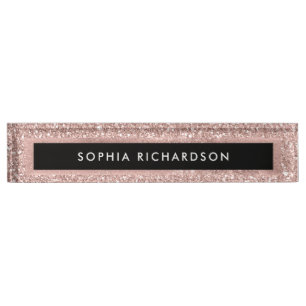 Porte-nom Faux Rose Gold Parties scintillant Look and Black