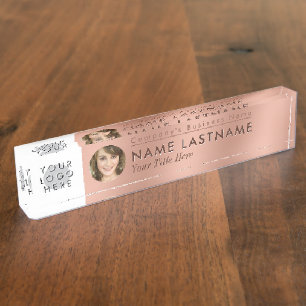 Porte-nom Faux Rose Gold Your Logo Photo Professional