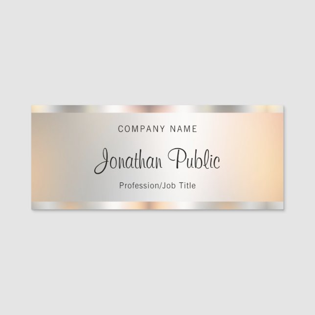 Porte-nom Faux Silver Calligraphy Script Texte Votre Logo Ic (Devant)