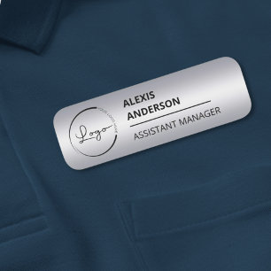 Porte-nom Faux Silver Company Logo d'affaires promotionnel