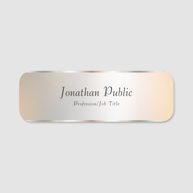 Porte-nom Faux Silver Élégant Modèle professionnel moderne (Devant)