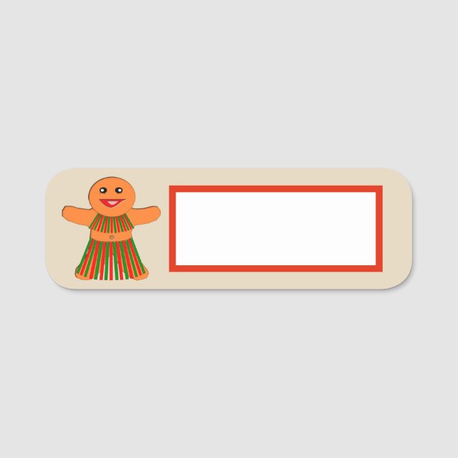 Porte-nom Fête de Noël Femme de pain d'épices (Devant)