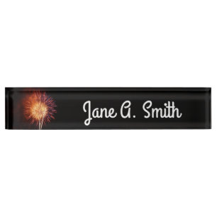 Porte-nom Feu d'artifice rouge, blanc et bleu I Patriotique