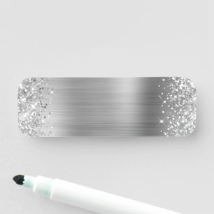 Porte-nom Feuille d'argent Brillante Vierge