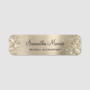 Porte-nom Feuille de papier métallisé or pâle scintillant