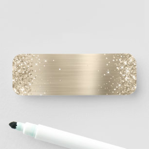 Porte-nom Feuille de papier pailletée or pâle vierge