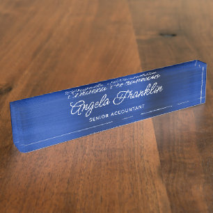 Porte-nom Feuille métallisée bleue de la Royal Navy