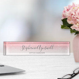 Porte-nom Fille Blush rose Parties scintillant argent person