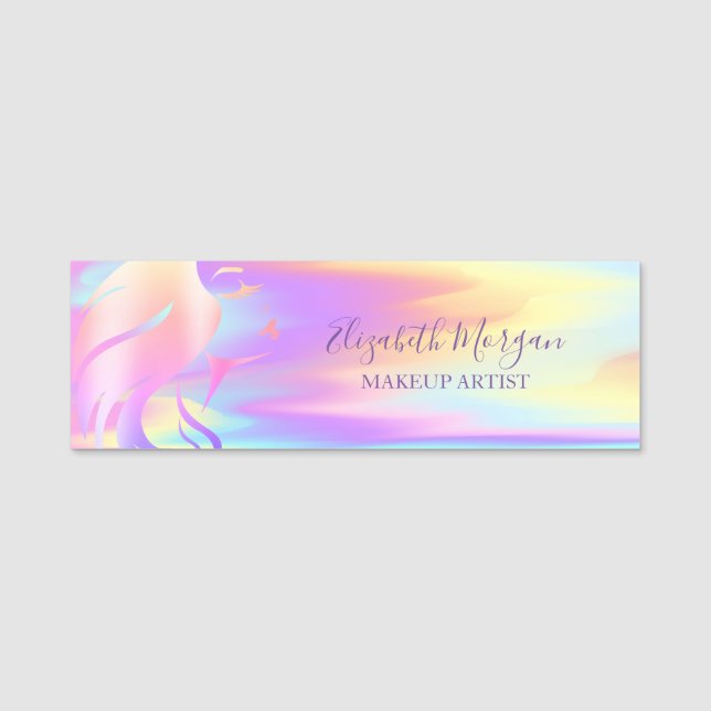 Porte-nom Fille Face Silhouette, Artiste maquillage Holograp (Devant)