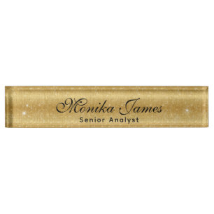 Porte-nom Fille Glittery Gold Faux Light Pi