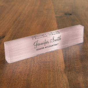 Porte-nom Fille Rose Gold Faux Foil