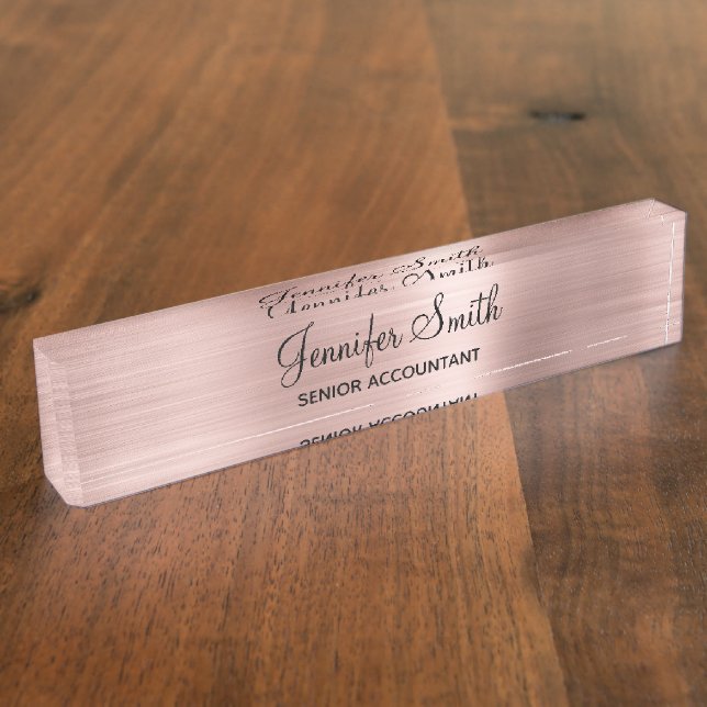 Porte-nom Fille Rose Gold Faux Foil (Taille)