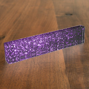 Porte-nom Flamme de parties scintillant foncé violet brillan