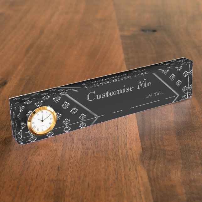 Porte-nom Fleur de lis métallique (Argent) (Taille)