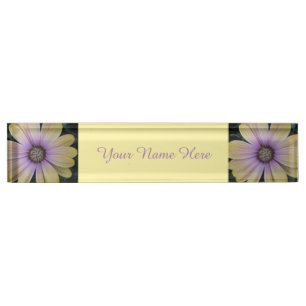 Porte-nom Fleur de marguerite jaune et violette