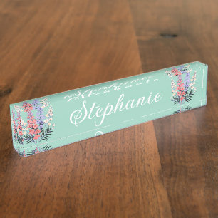 Porte-nom Fleur de naissance de juillet Nom personnalisé