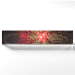 Porte-nom Fleur fractale de fansy rouge