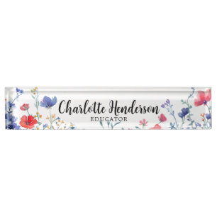 Porte-nom Fleur sauvage Élégant Nom personnalisé Plate Occup