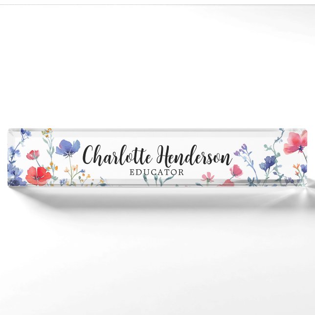 Porte-nom Fleur sauvage Élégant Nom personnalisé Plate Occup (Devant)