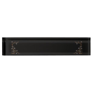 Porte-nom Fleurs Art Déco sur fond noir