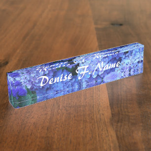 Porte-nom Fleurs bleu Hydrangea Personnalisées Florales