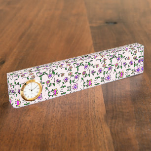 Porte-nom Fleurs Colorées, Motif Floral, Feuillage, Boho