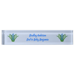 Porte-nom Fleurs de Jacinthe Bleue pour Garçon Personnalisé 