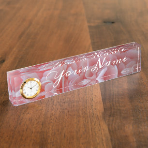 Porte-nom Fleurs de velours rose Mallow