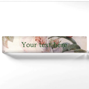 Porte-nom Fleurs roses vintages par P.J. Redoute