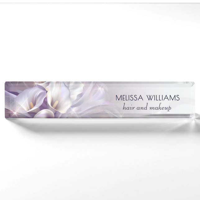 Porte-nom Fleurs Violettes Luxe (Devant)