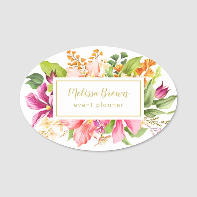 Porte-nom Floral Chic Pink Pastel Planificateur d'événements (Devant)