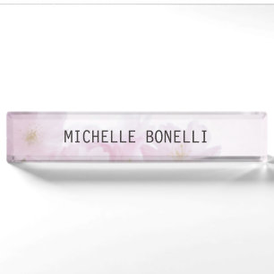 Porte-nom Floral Feminine Professionnel Plat Lisible Moderne