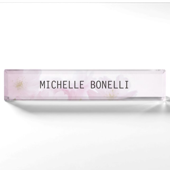 Porte-nom Floral Feminine Professionnel Plat Lisible Moderne (Devant)