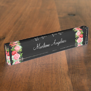 Porte-nom Floral Monogramme féminin