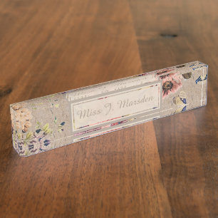 Porte-nom Floral rustique vintage